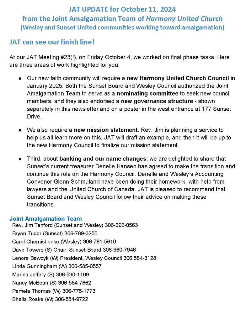 JAT 2024-10-11 update for newsletter